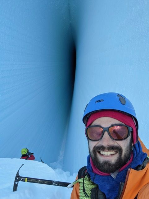 Paul taking a selfie with the crevasse